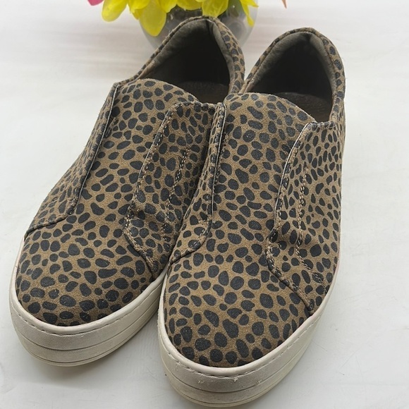 J/Slides Cheetah Animal Print Slip On Platform Leather Loafer Sneaker Sz 10 - Picture 1 of 9